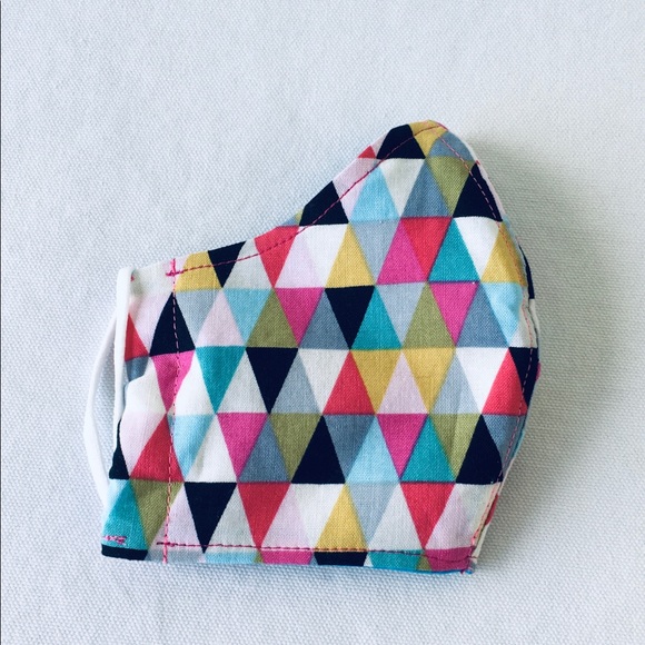 HAND CRAFTED FACE MASK COTTON GEOMETRIC COLORFUL - Picture 2 of 5